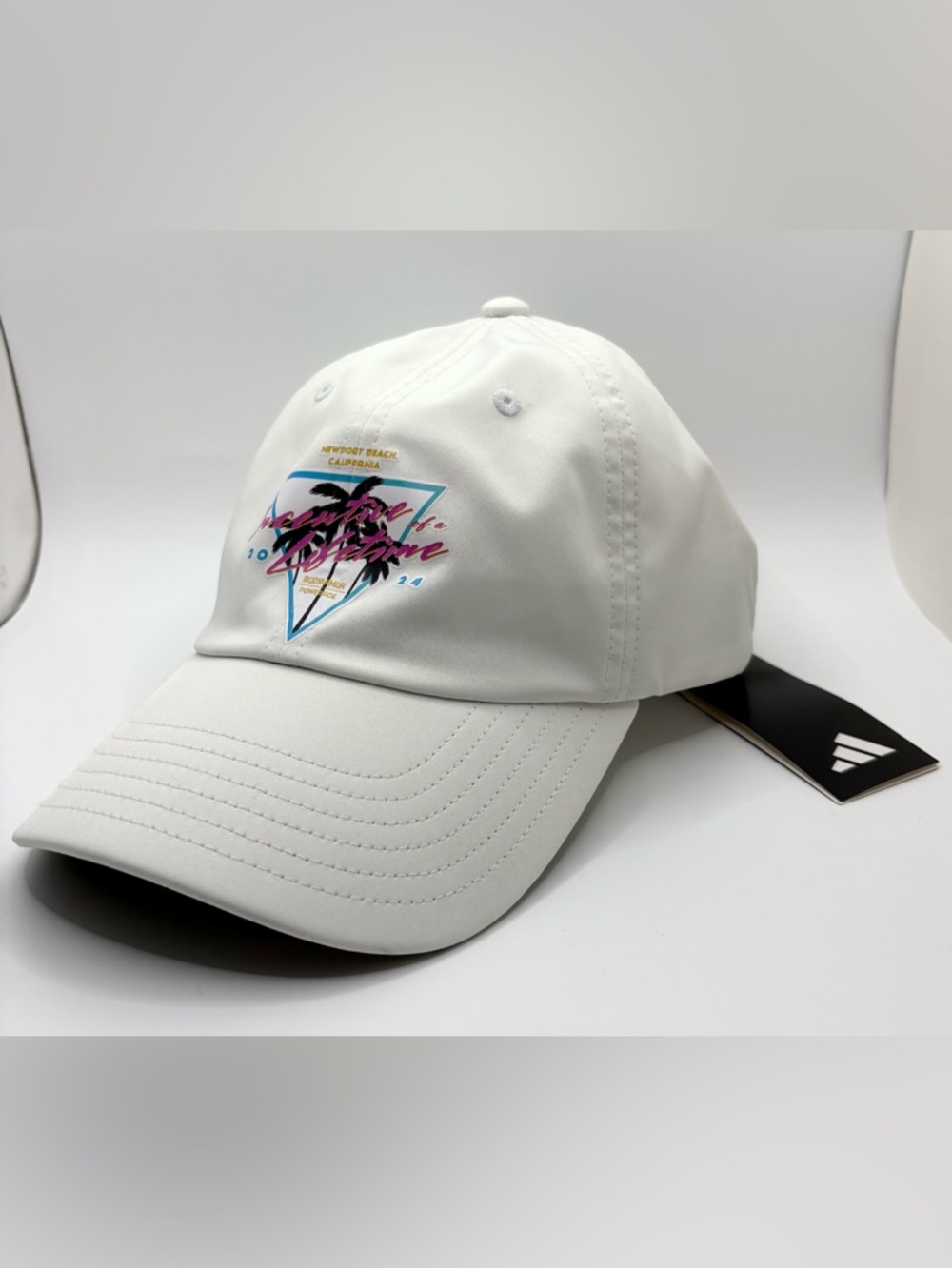 Adidas Women’s Golf Cap White Criscross Hat One Size Newport Beach Graphics NWT